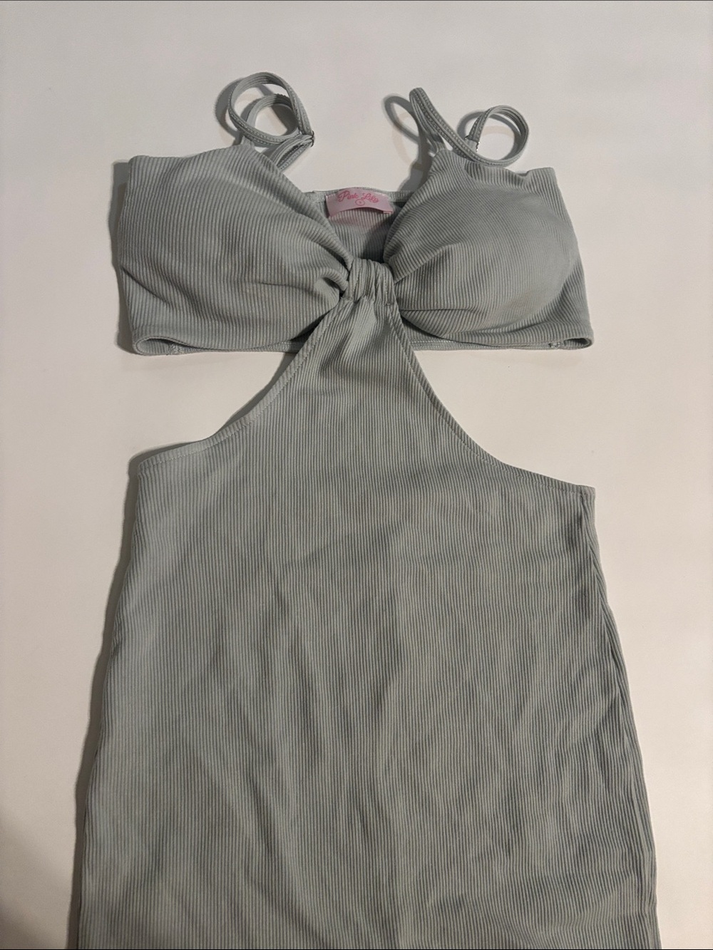 Sage Green Cutout Ribbed dress